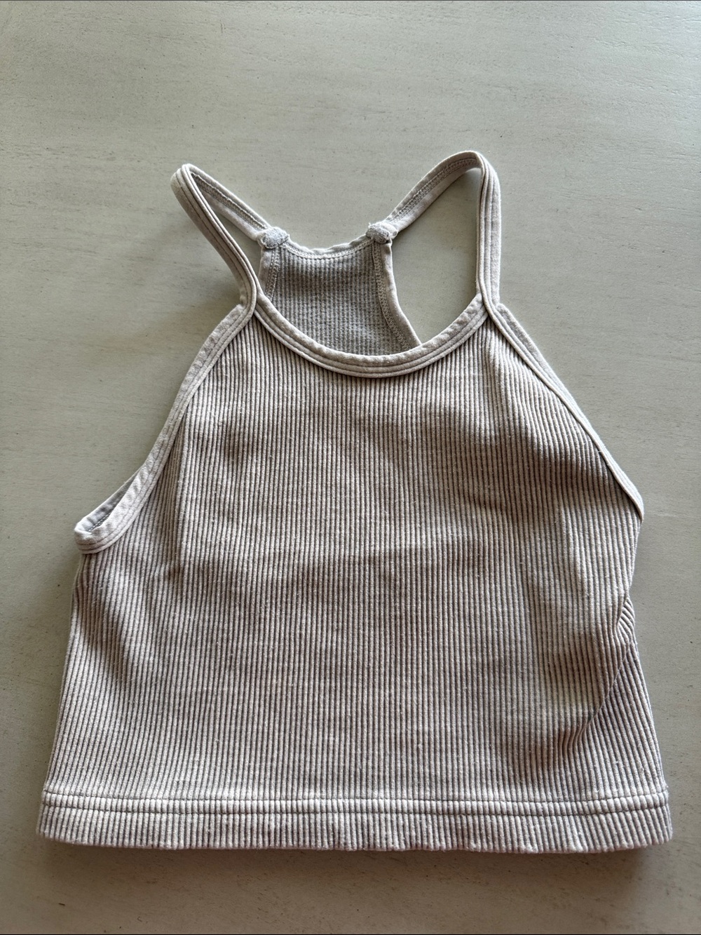 FP Movement by Free People Ribbed Racerback Crop Tank - Beige